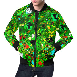 Green Abstract Art 409 All Over Print Bomber Jacket for Men (Model H19)