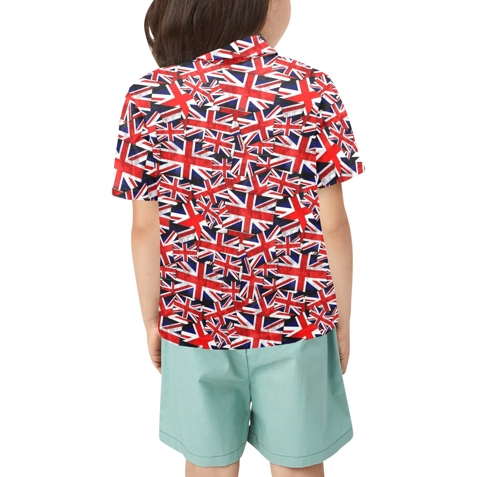 Union Jack British Flag Little Girls' All Over Print Polo Shirt (Model T55)