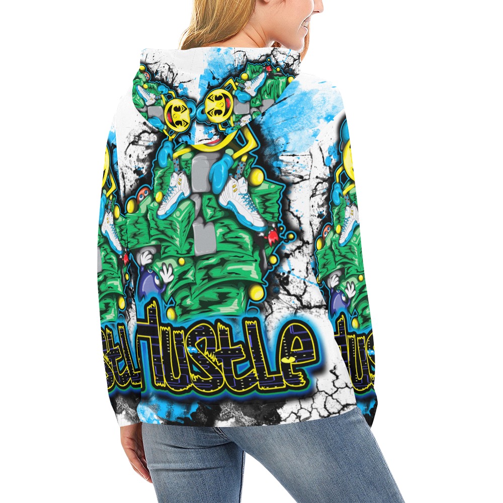 pac man hustle All Over Print Hoodie for Women (USA Size) (Model H13)