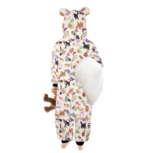 More cats 2 One-Piece Zip up Hooded Pajamas for Little Kids