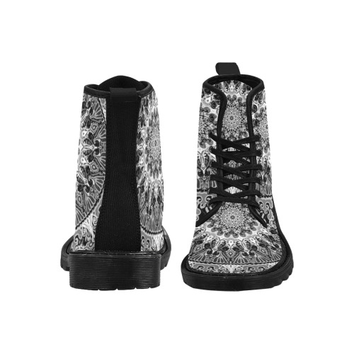 boho mandala lack Martin Boots for Women (Black) (Model 1203H)