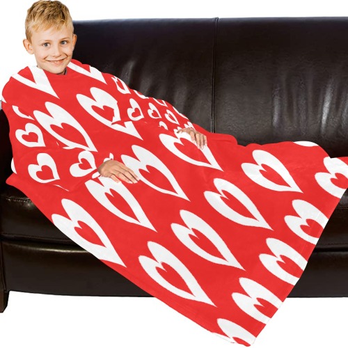 hearts in hearts Blanket Robe with Sleeves for Kids