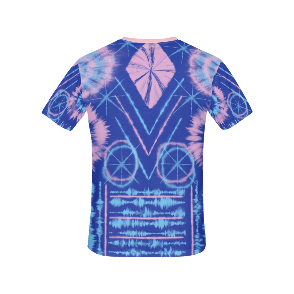 Tie Dye Effect on Navy All Over Print T-Shirt for Women (USA Size) (Model T40)