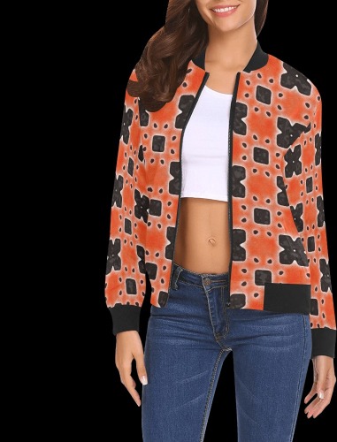 Arabesque All Over Print Bomber Jacket for Women (Model H19)