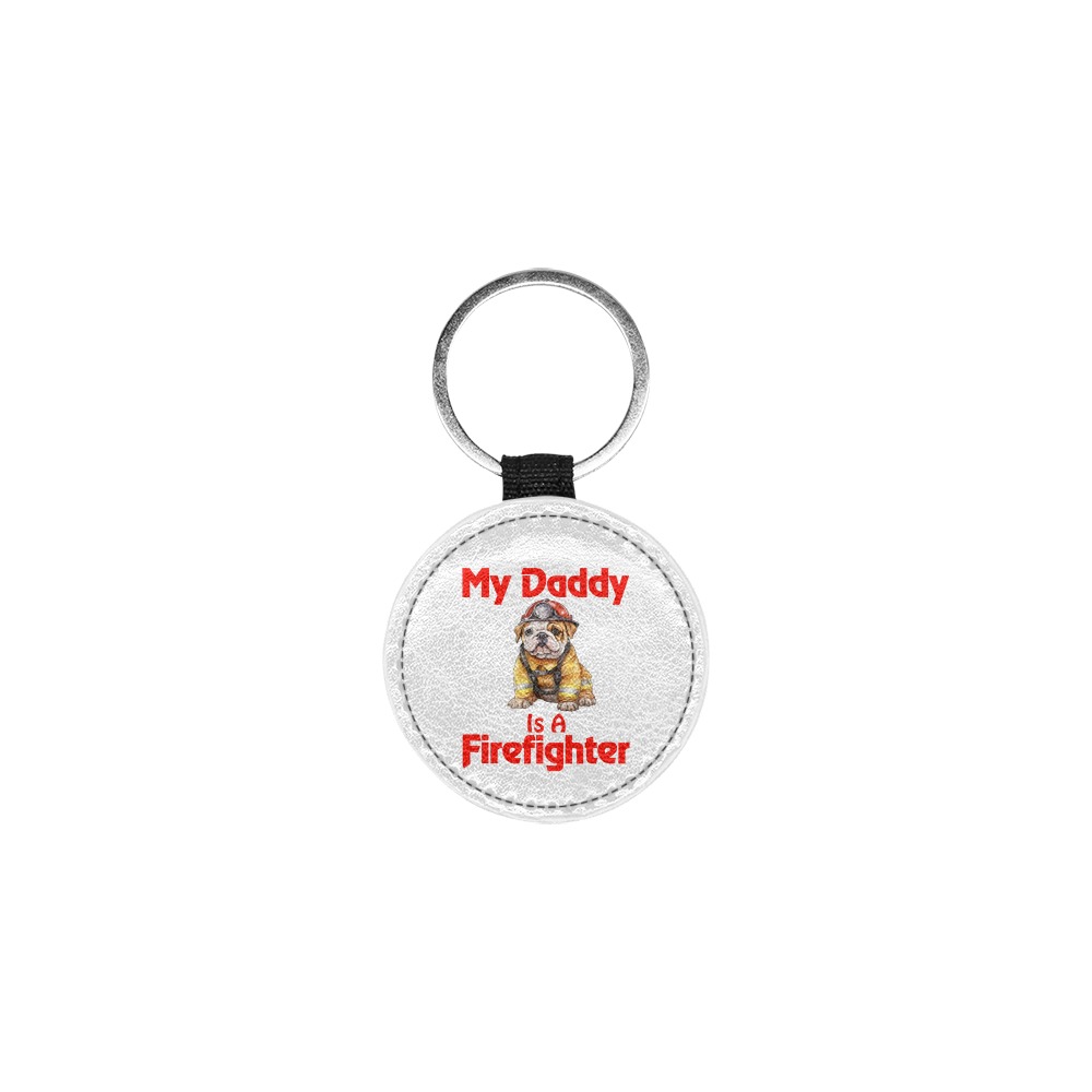 Bulldog My Daddy Is A Firefighter Round Pet ID Tag