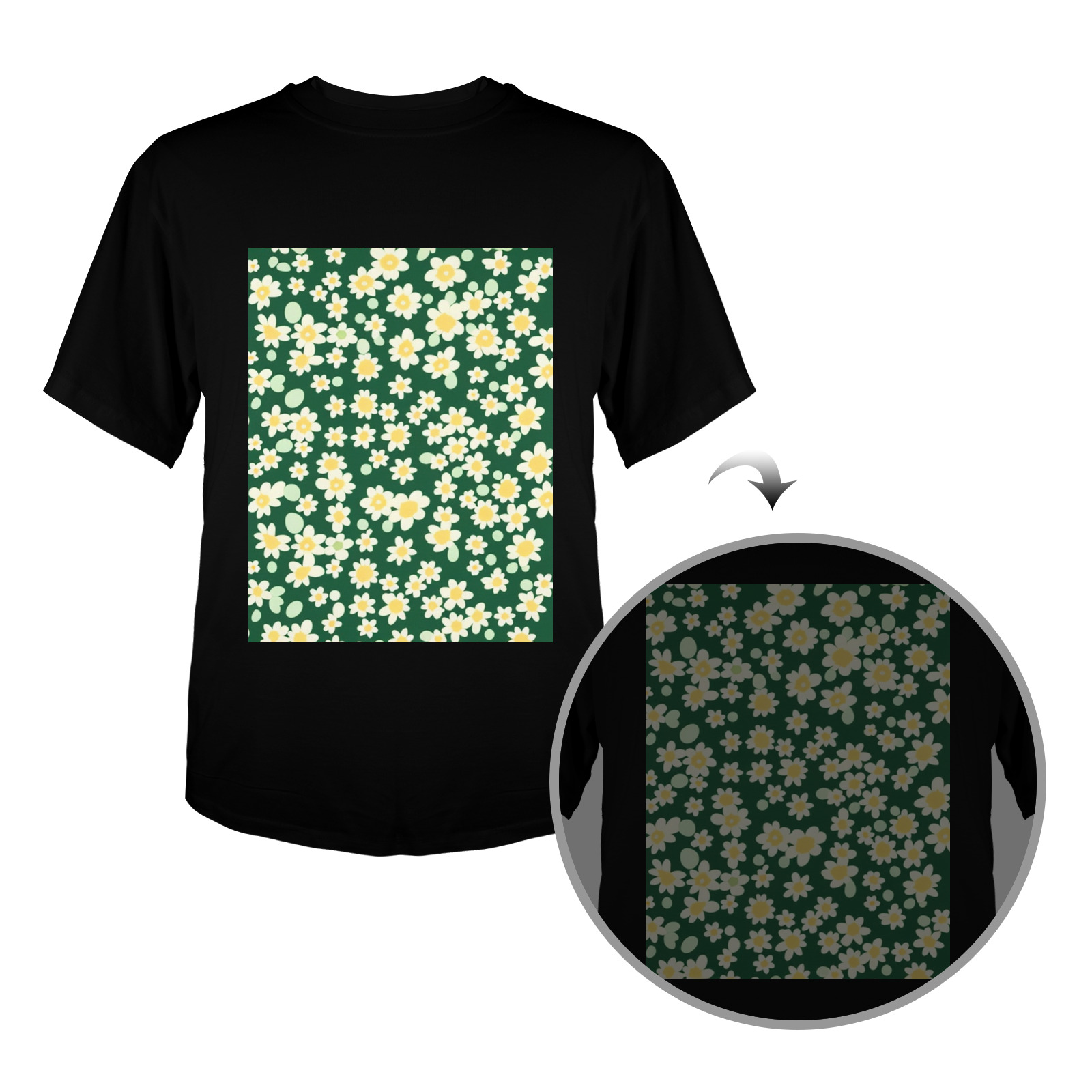 mid century retro floral 1970s 1960s pattern 93 Men's Glow in the Dark T-shirt (Front Printing)