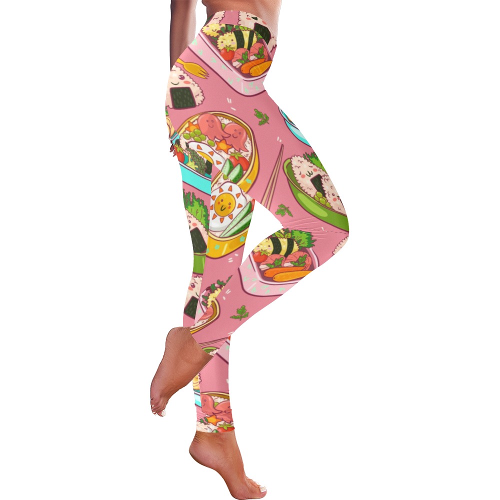 Cute Sushi Pattern Women's Low Rise Leggings (Invisible Stitch) (Model L05)