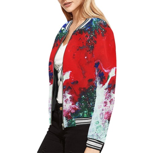 Eruption of Tranquility All Over Print Bomber Jacket for Women (Model H21)