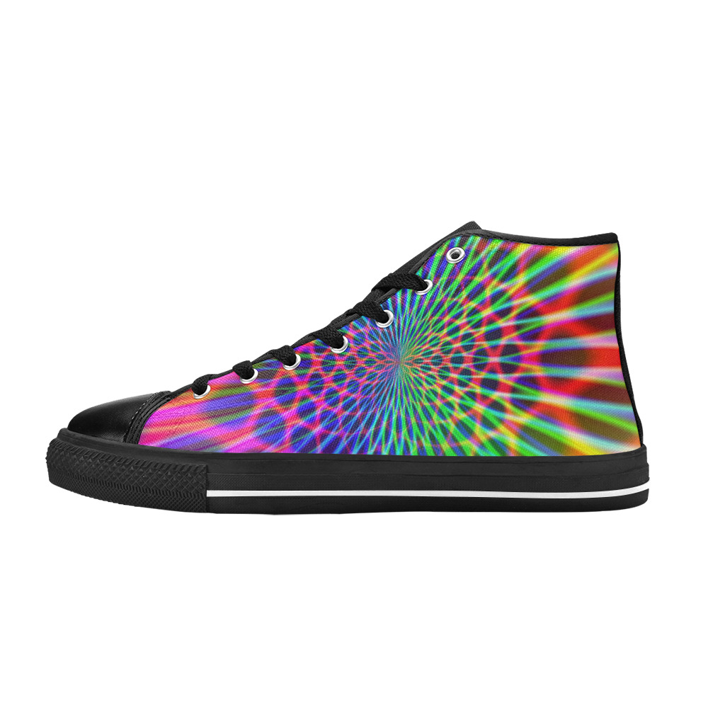 Abstract Rainbow Men’s Classic High Top Canvas Shoes (Model 017)