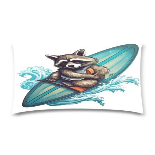 Raccoons Surfing Rectangle Pillow Case 20"x36"(Twin Sides)