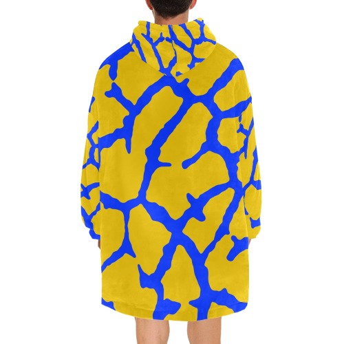 Giraffe Print Yellow Blue Blanket Hoodie for Men