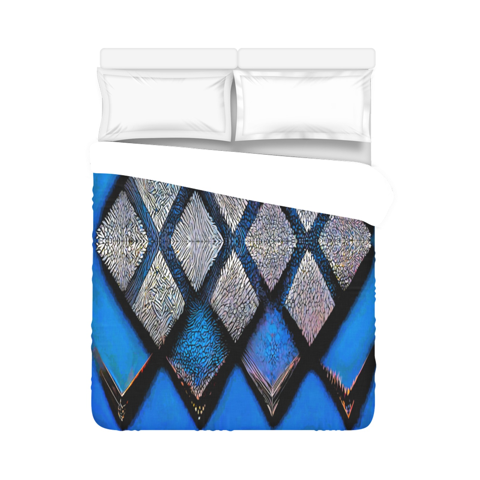 blue and silver diamond's Duvet Cover 86"x70" ( All-over-print)
