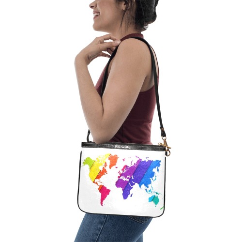 world map rainbow love Small Shoulder Bag (Model 1710)