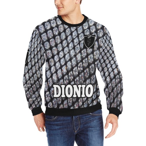 DIONIO Clothing - Diamond  Sweatshirt (Black ) Men's Rib Cuff Crew Neck Sweatshirt (Model H34)