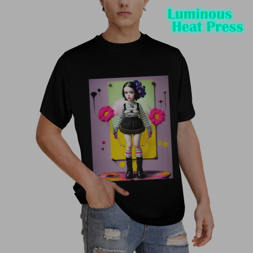 gothic girl with knit crochet flowers 3 Men's Glow in the Dark T-shirt (Front Printing)