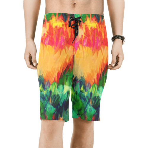 Colorful Painting Bushes Strokes Men's All Over Print Board Shorts (Model L16)