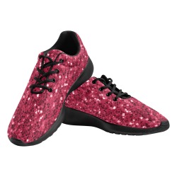 Magenta dark pink red faux sparkles glitter Women's Athletic Shoes (Model 0200)