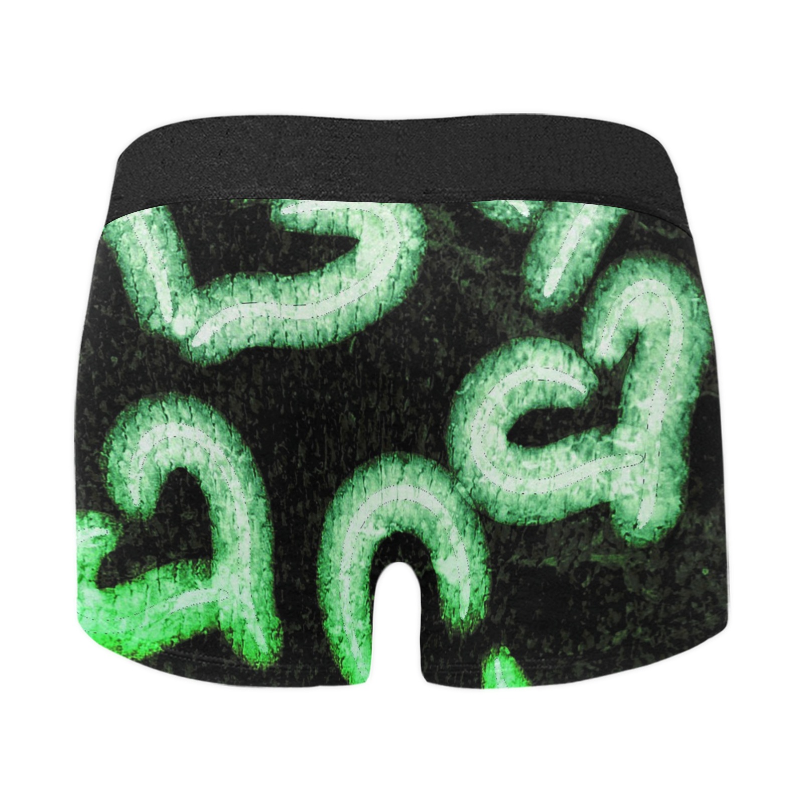 Distressed Hearts Green Men's Boxer Briefs w/ Custom Waistband (Merged Design) (Model L10)