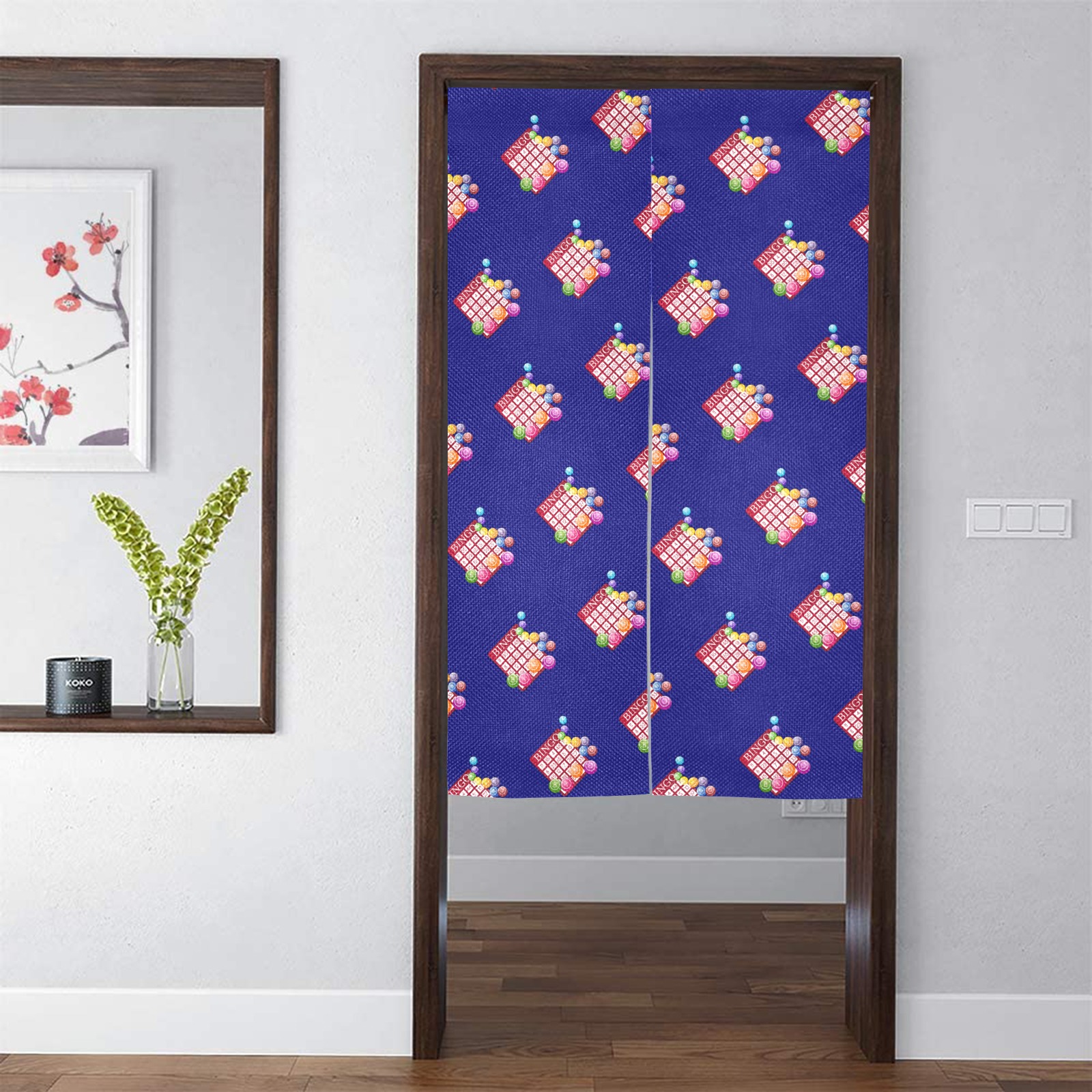 BINGO Game Card Pattern / Blue Door Curtain Tapestry