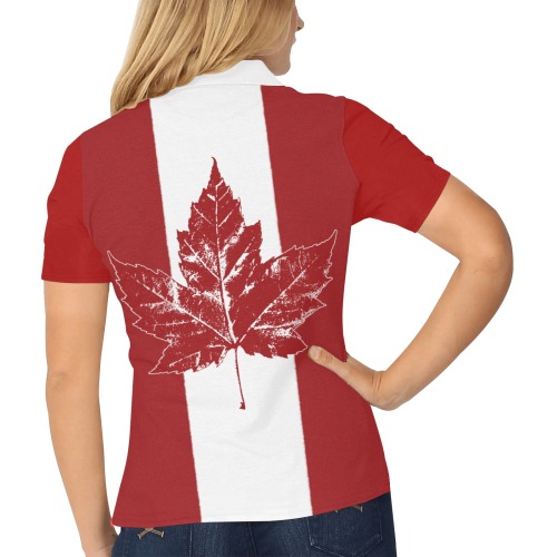 Cool Canada Team Women's All Over Print Polo Shirt (Model T55)