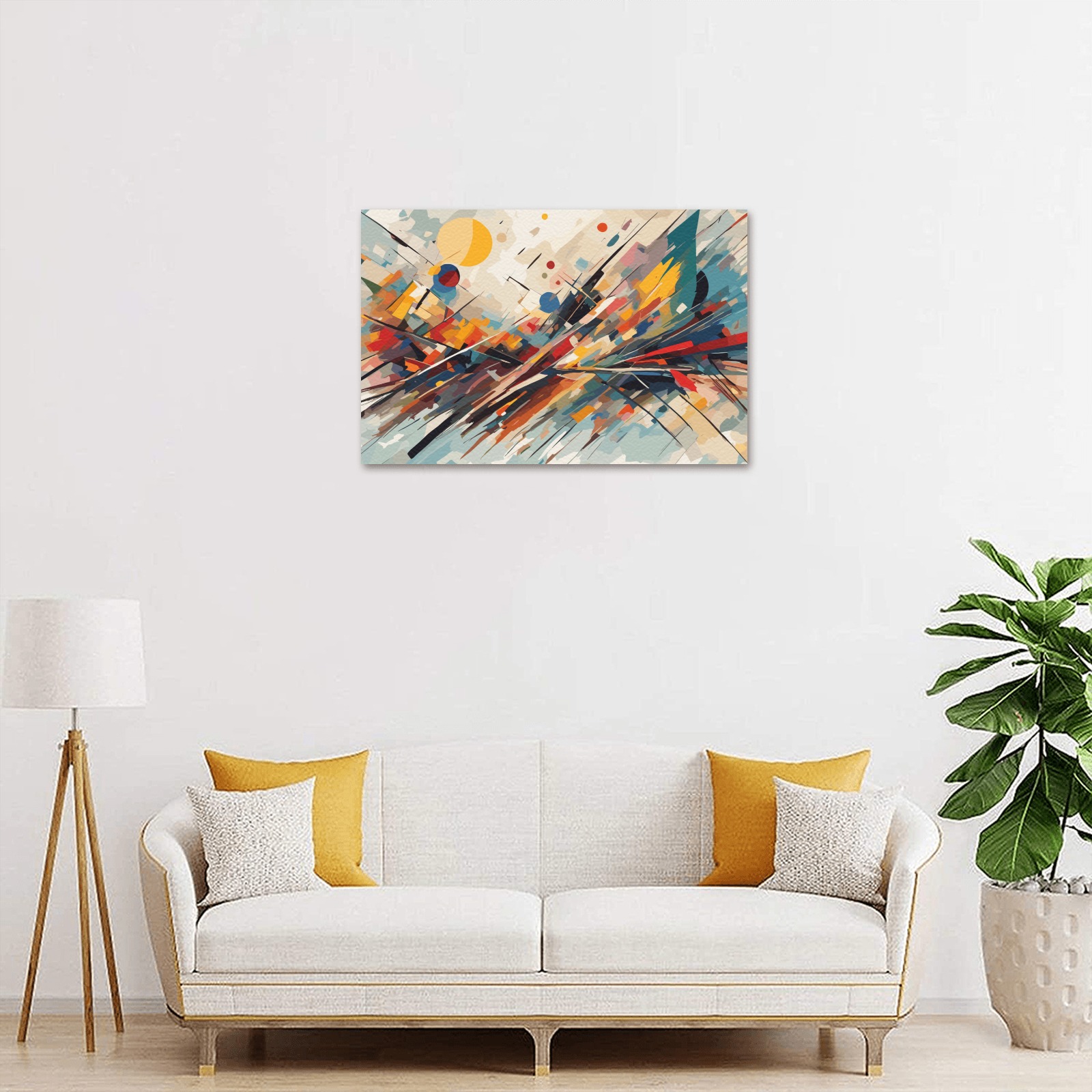 Fantastic abstract art of colorful shapes, lines Upgraded Canvas Print 18"x12"