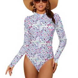 BM3 Tribal geometric-2 Backless Long Sleeve One-Piece Swimsuit (Model S60)
