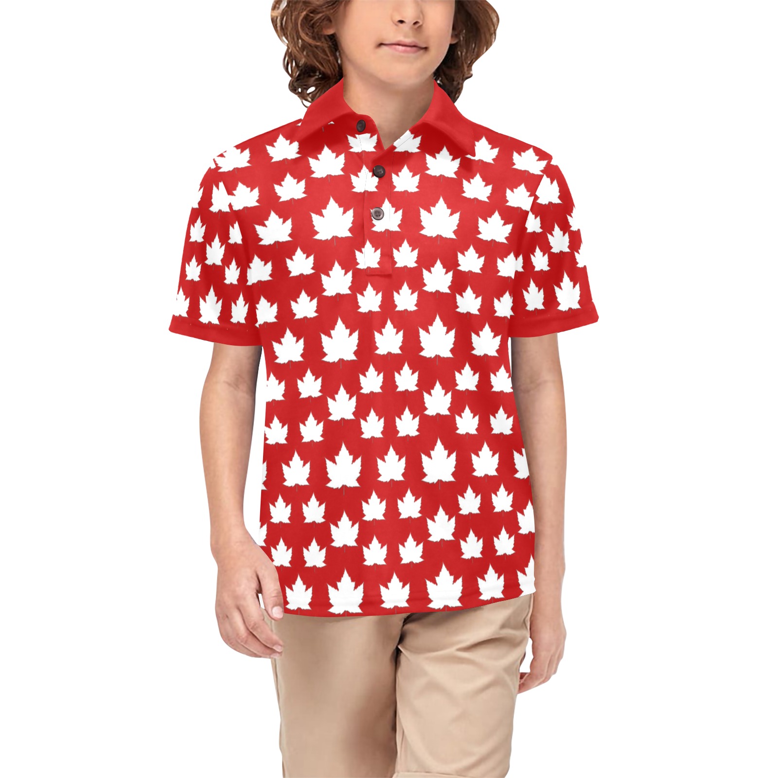 Cute Boy's Canada Team Shirts Big Boys' All Over Print Polo Shirt (Model T55)