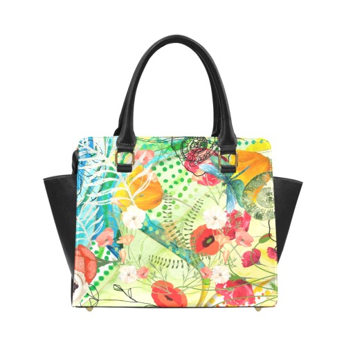 Poppies and Ferns Expanding Tote Classic Shoulder Handbag (Model 1653)