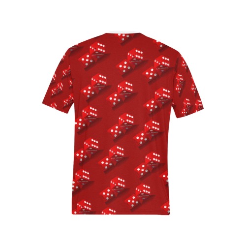 Las Vegas Craps Dice / Red Men's All Over Print T-Shirt (Solid Color Neck) (Model T63)