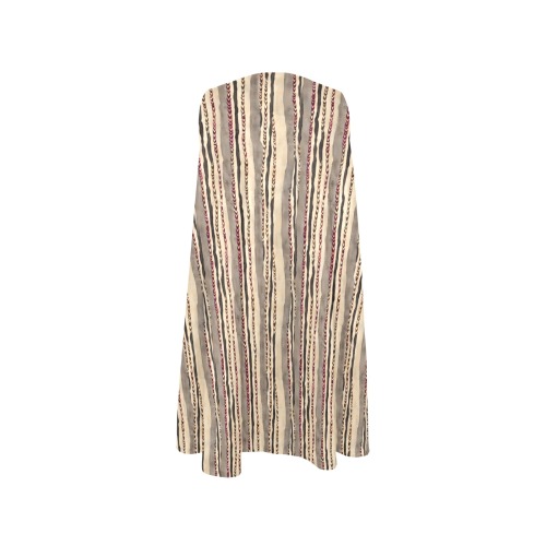 brown stripe 1 Sleeveless A-Line Pocket Dress (Model D57)