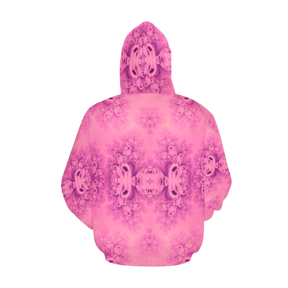 Pink Morning Frost Fractal All Over Print Hoodie for Men (USA Size) (Model H13)