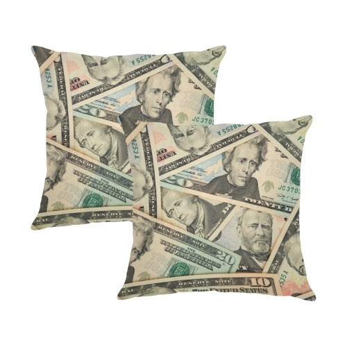 US PAPER CURRENCY Linen Zippered Pillowcase 18"x18"(Two Sides&Pack of 2)