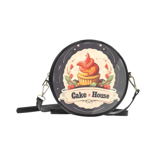 Cake House Black Round Sling Bag (Model 1647)