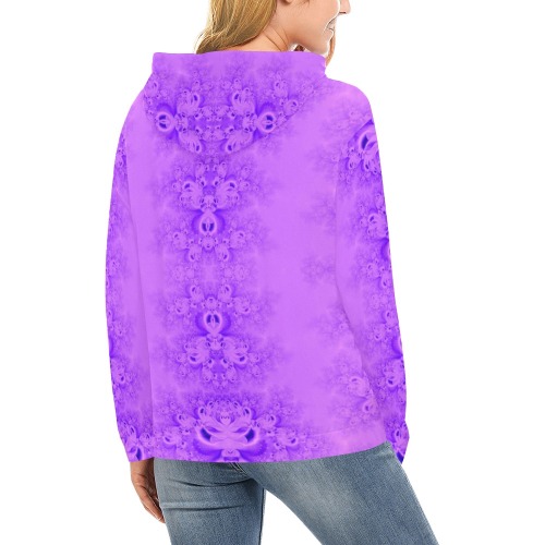 Purple Lilacs Frost Fractal All Over Print Hoodie for Women (USA Size) (Model H13)