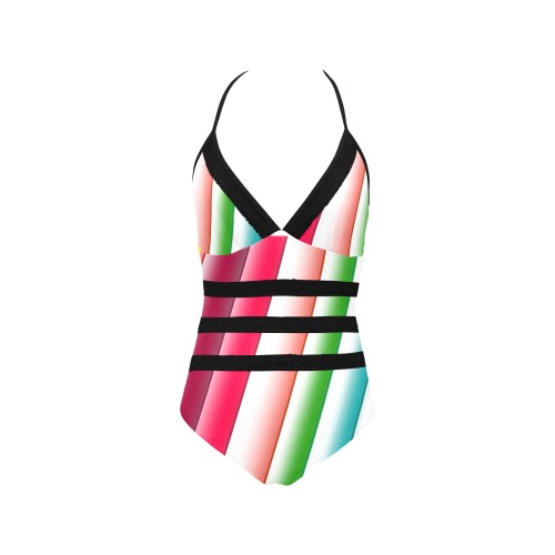 Rainbow Line Lace Band Embossing Swimsuit (Model S15)