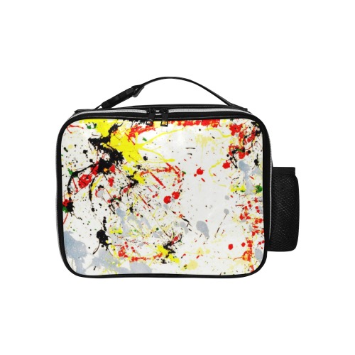 Yellow Paint Splatter PU Leather Lunch Bag (Model 1723)