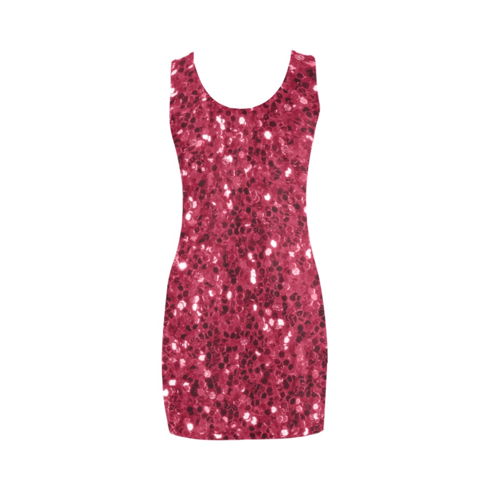 Magenta dark pink red faux sparkles glitter Medea Vest Dress (Model D06)