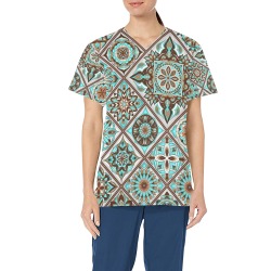 Beautiful Floral Mandala Abstract All Over Print Scrub Top