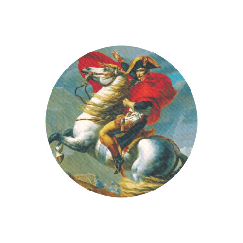 First Remastered Version of Napoleon Crossing The Alps by Jacques-Louis David Round Mousepad