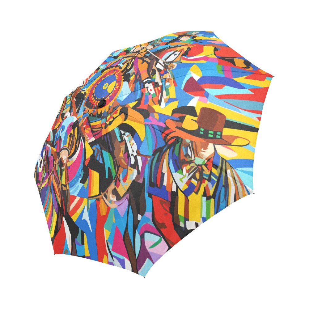 Cute fantasy geometric abstract art of cowboys. Auto-Foldable Umbrella (Model U04)
