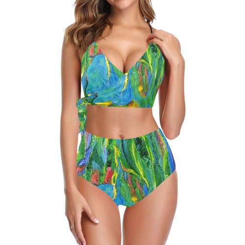 Green Tulip Collection Knot Side Bikini Swimsuit (Model S37)