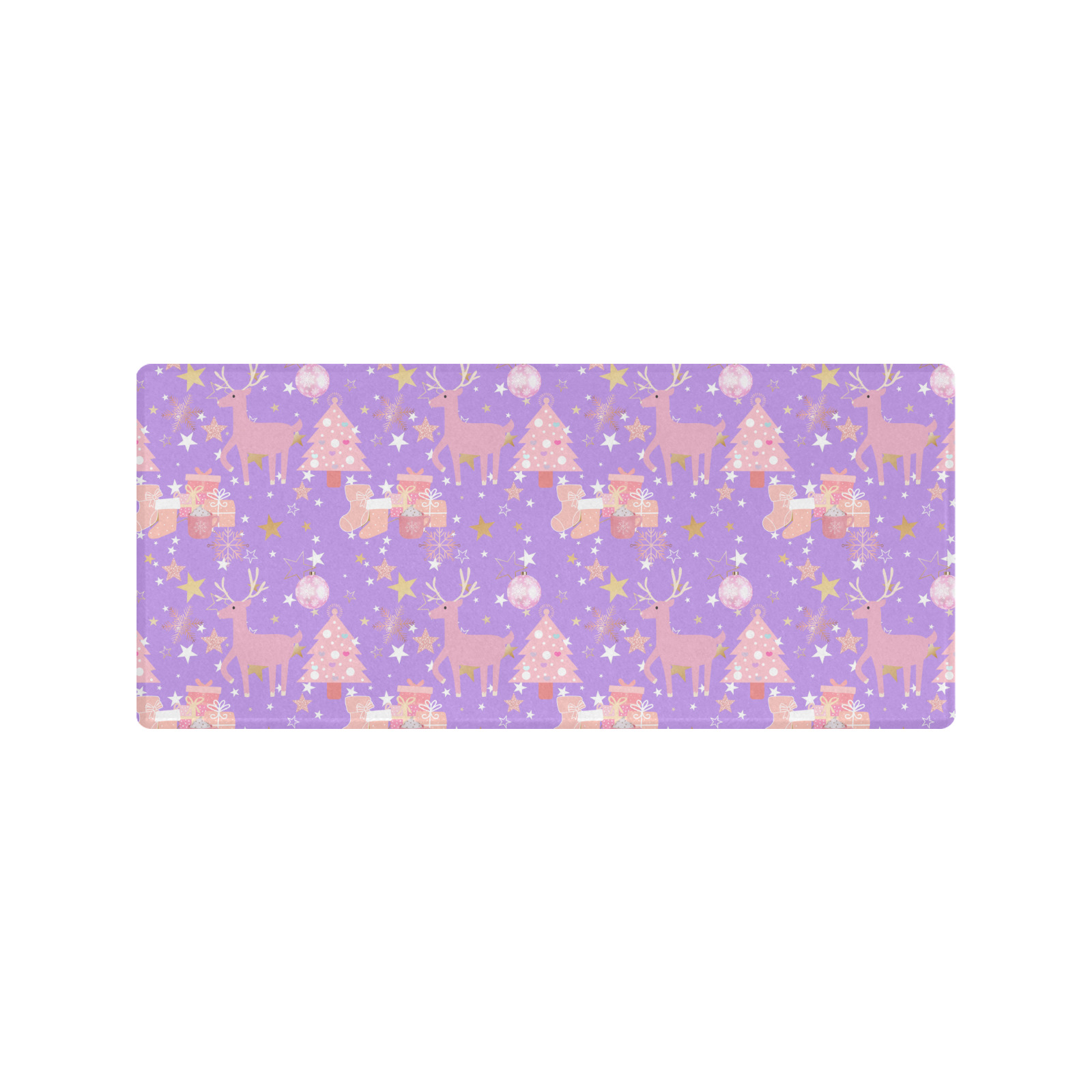 Pink and Purple and Gold Christmas Design Gaming Mousepad (35"x16")