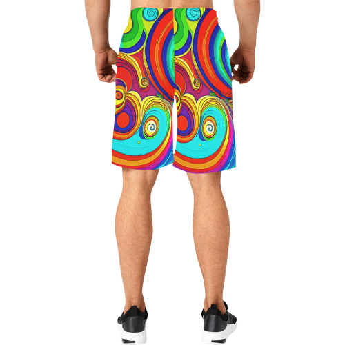 Colorful Groovy Rainbow Swirls All Over Print Basketball Shorts
