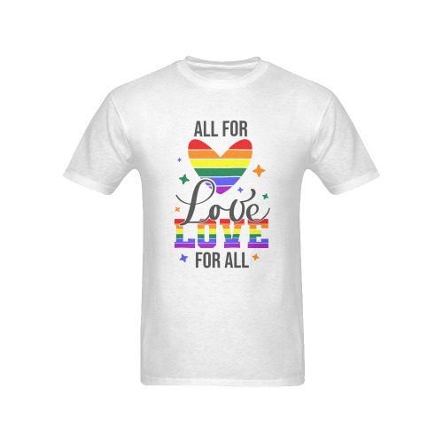 All For Love Love For All (White) Men's T-Shirt in USA Size (Front Printing Only)