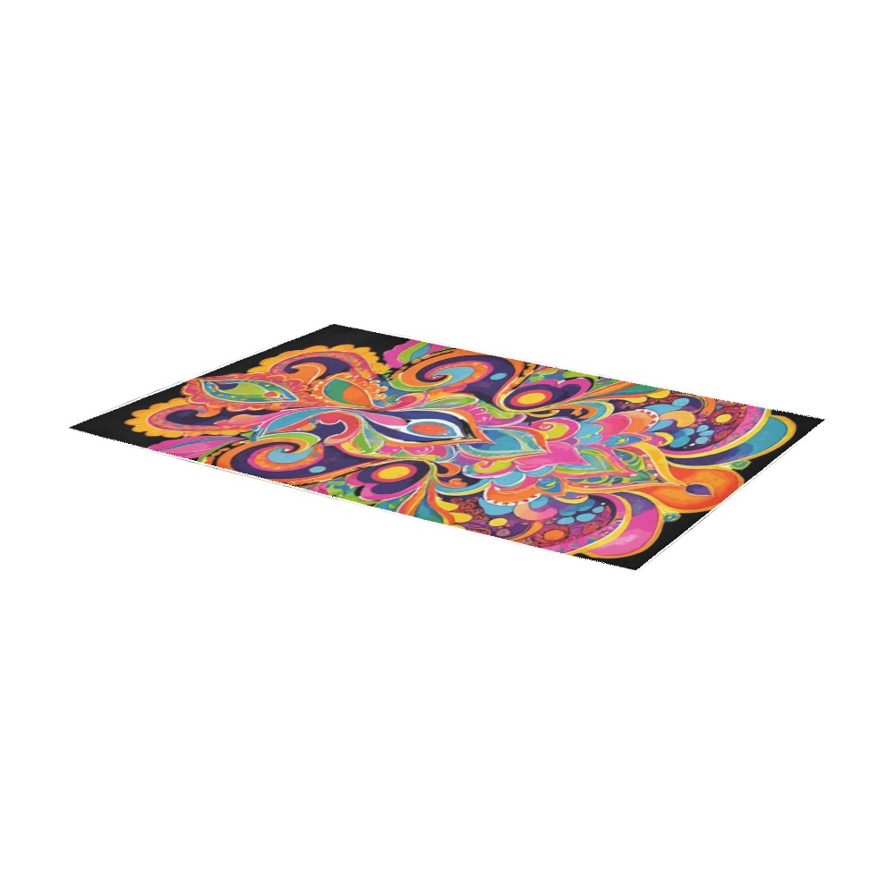 Abstract Retro Hippie Paisley Floral Area Rug 7'x3'3''