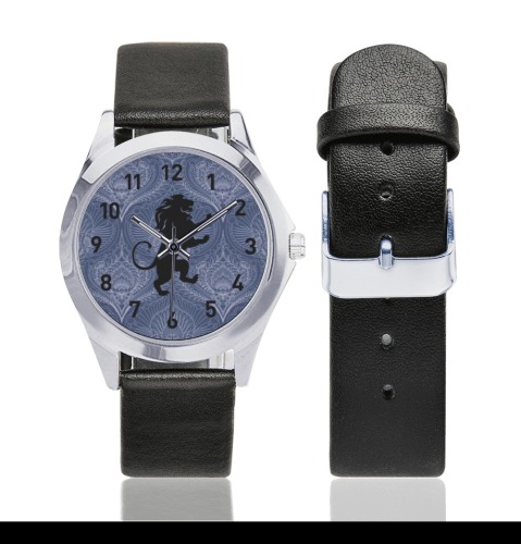 bb trhhe Unisex Silver-Tone Round Leather Watch (Model 216)