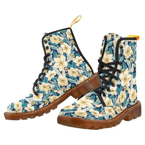 Painted Flowers Custom Canvas Boots For Women Model 1203H