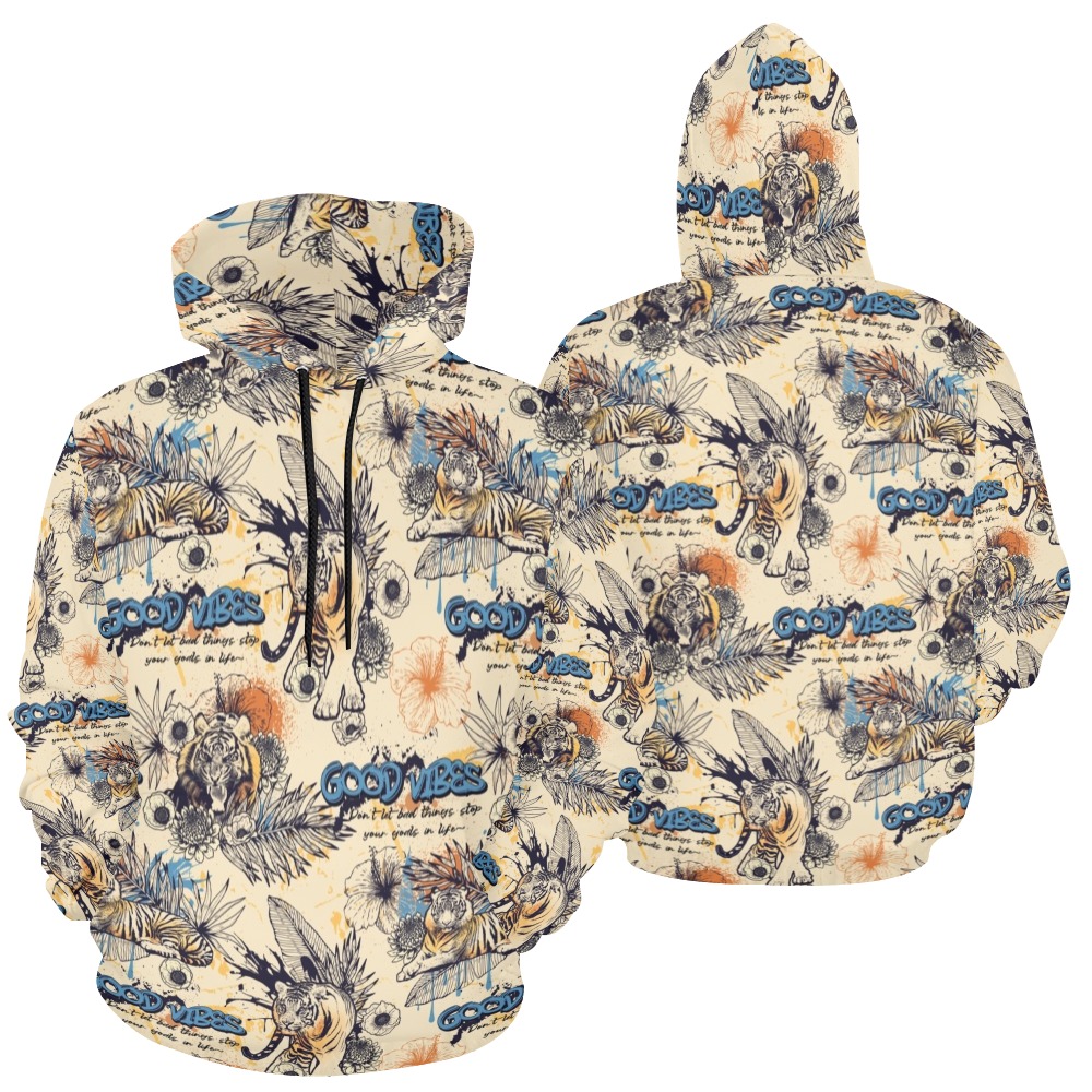 tiger 001 All Over Print Hoodie for Women (USA Size) (Model H13)