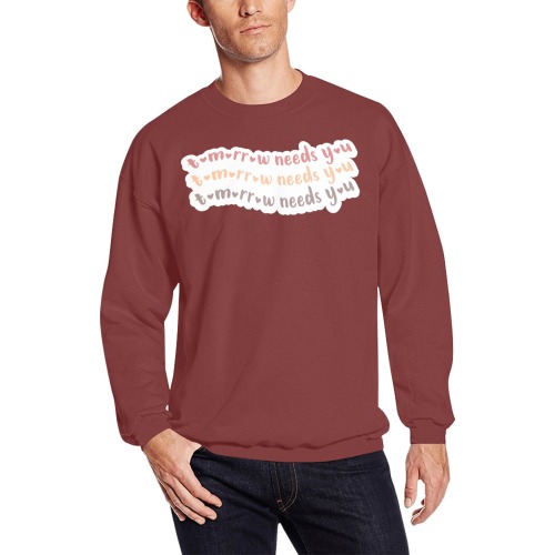 Tomorrow Needs You Men's Oversized Fleece Crew Sweatshirt (Model H18)