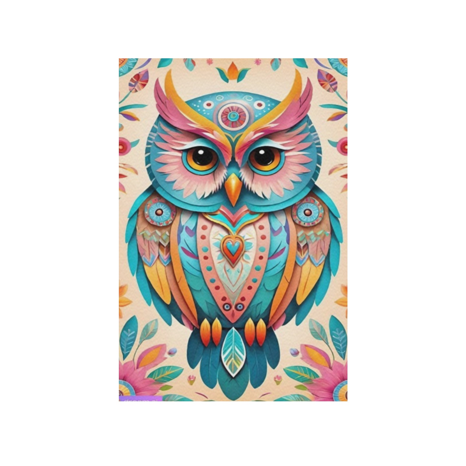 Owl_-_Native_American_TradingCard Frame Canvas Print 32"x48"
